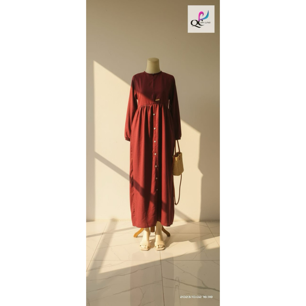 Gamis Putih Pengajian Polos Baju Gamis Syar'i Wanita Lebaran 2023 - Putih, S