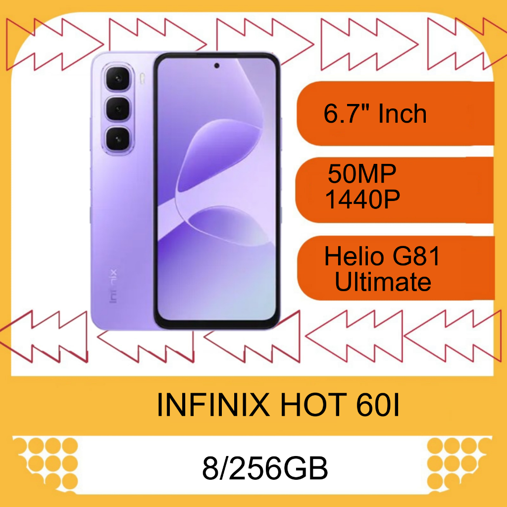 INFINIX HOT 60I RAM 6/128GB, 8/256GB - GARANSI RESMI - FREE AKSESORIS - HANDPHONE - SMARTPHONE