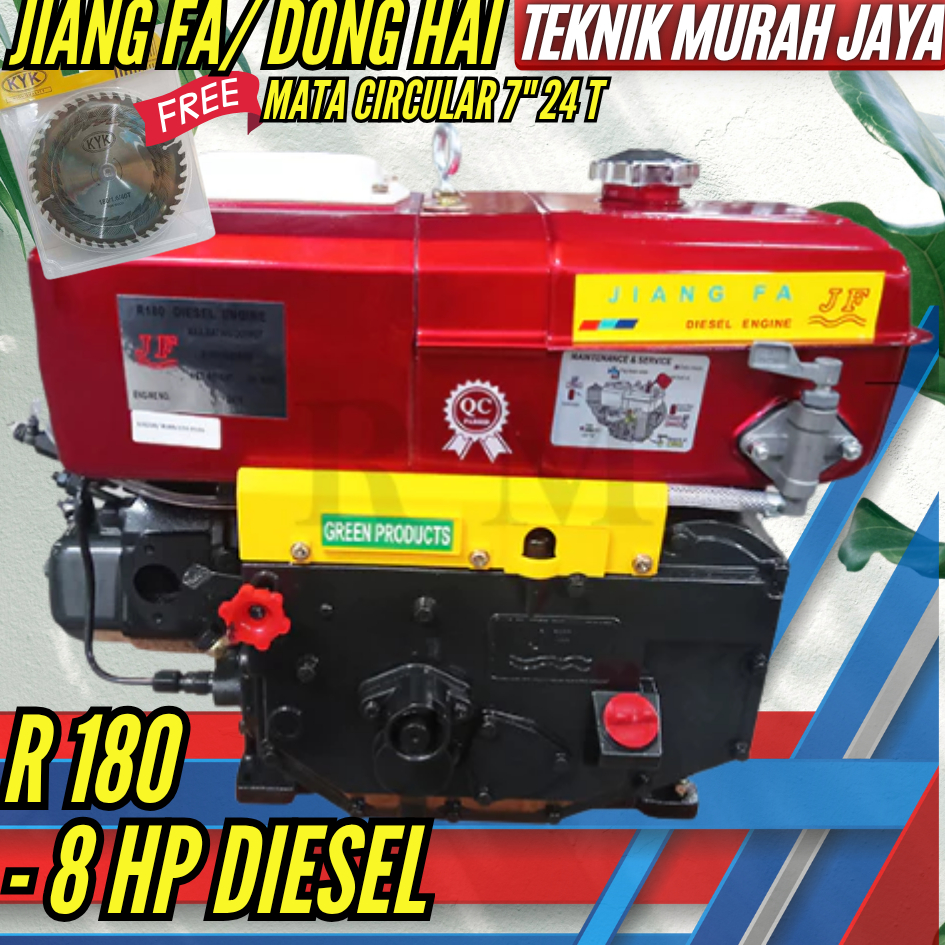 JIANG FA R 180 R180 8 HP 8 PK Engine Diesel PENGGERAK Solar DONGHAI Dongfeng Molen Pengaduk Mixer Se