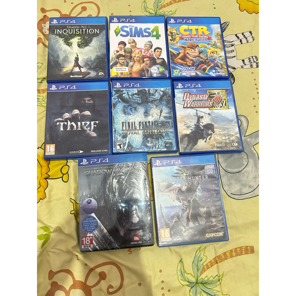 Cd Kaset PS 4 Dragon age inquisition ,SkyRim, the sim4 , thief , shadow of  mordor , final fantasy F
