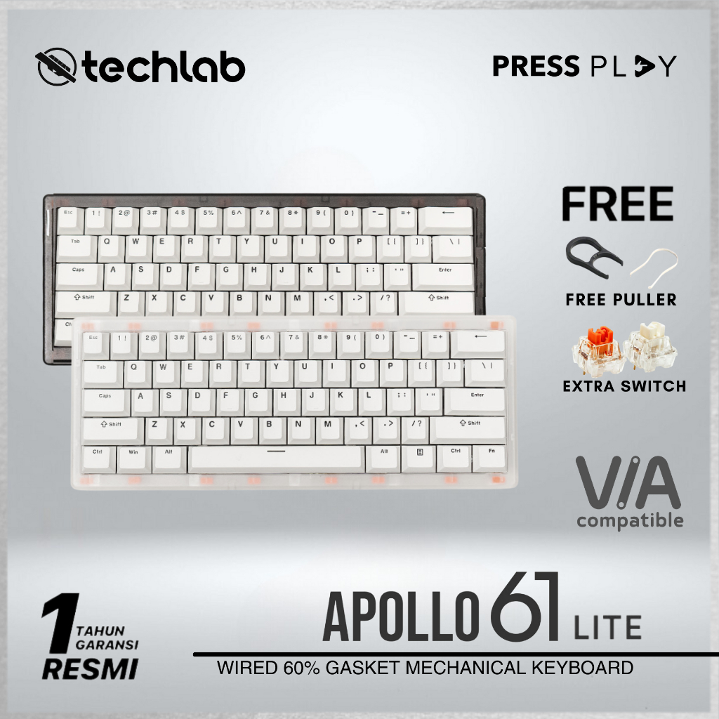 Press Play APOLLO 61 LITE 60% Gasket Mount Mechanical Keyboard /APOLLO61 LITE by PressPlay