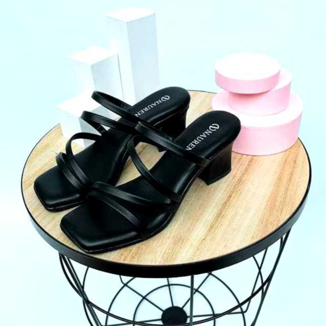 Sandal Heels Wanita Tali Rubby Sandal Heels Hak Tahu 5cm