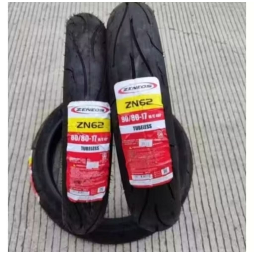 BAN LUAR TUBELES ZENEOS ZN 62 (80/80-17 ZN 62 & 90/80-17 ZN 62)  BAN DONAT RING 17 ZENEOS TUBELES PR