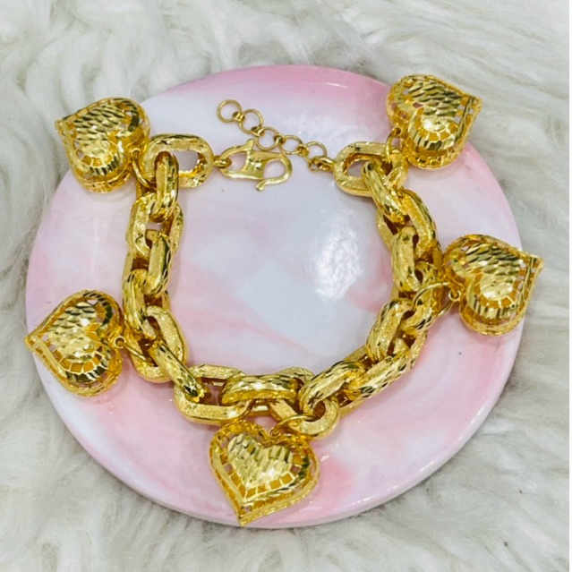 gelang fancy love kerawang jumbo mewah elegant emas asli kadar 875