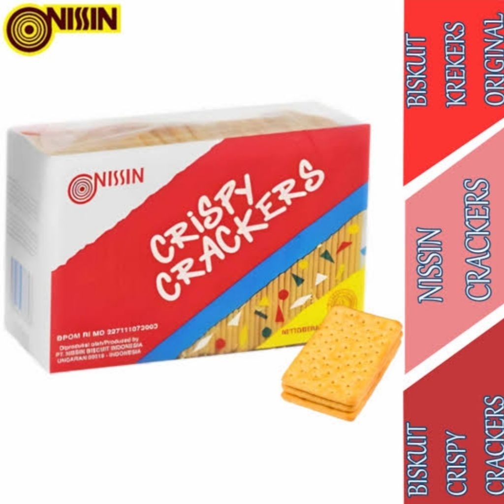 NISSIN CRISPY CRACKERS 250 GRAM KEMASAN PLASTIK BISKUIT TIPIS RASA KEJU ASIN RENYAH GURIH