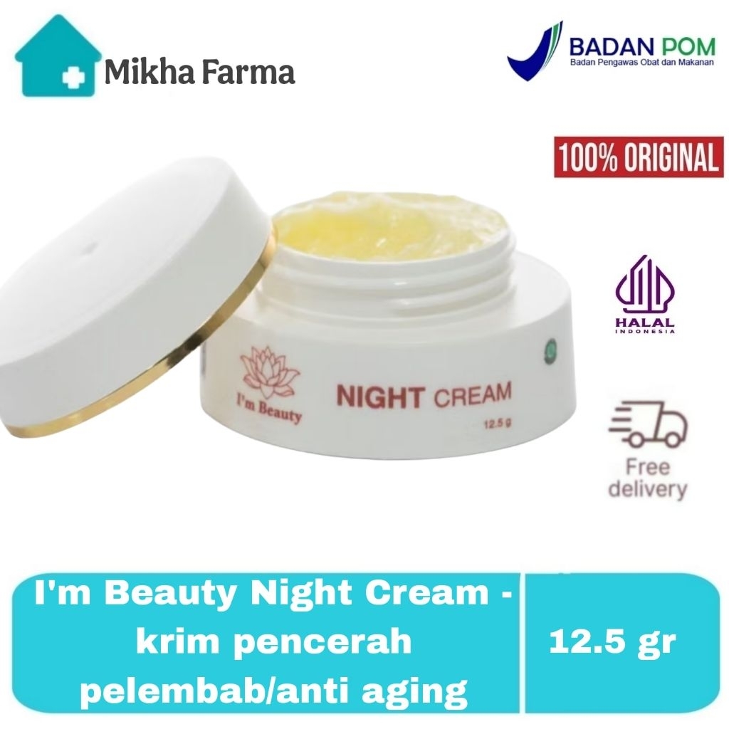 I'm Beauty Night Cream - krim malam pencerah pelembab - with AHA / anti aging / Moisturizer -im beau