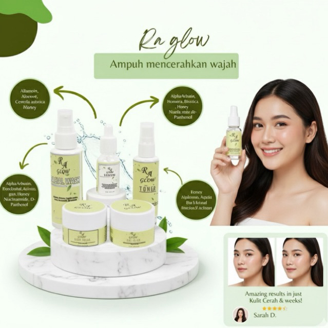 paket skincare Ra glow with DNa Salmon,ceramide,chromabright/PAKET LENGKAP SKINCARE WHITENING / PAKE