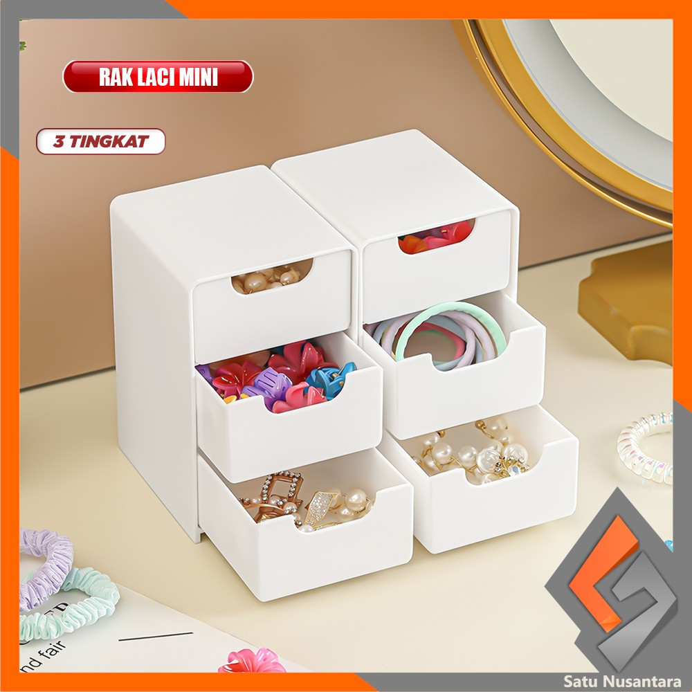 SN-C1398 Rak Laci Susun Mini 3 Tingkat / Tempat Penyimpanan Drawer Storage Box Laci Mini Aesthetic K