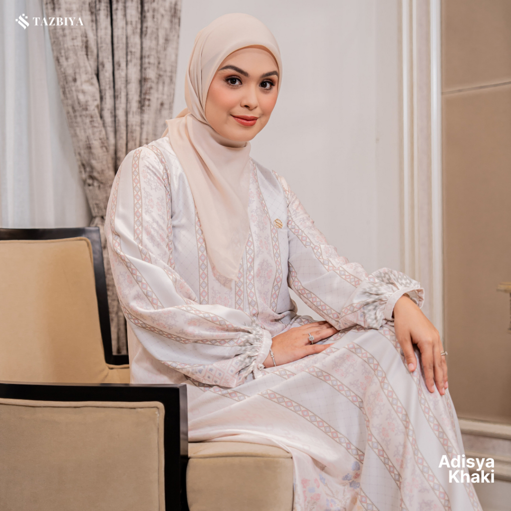 Tazbiya - Gamis Motif Adisya I Dress Motif Premium I Busui Friendly I Dress Raya 2026 Pasti Promo
