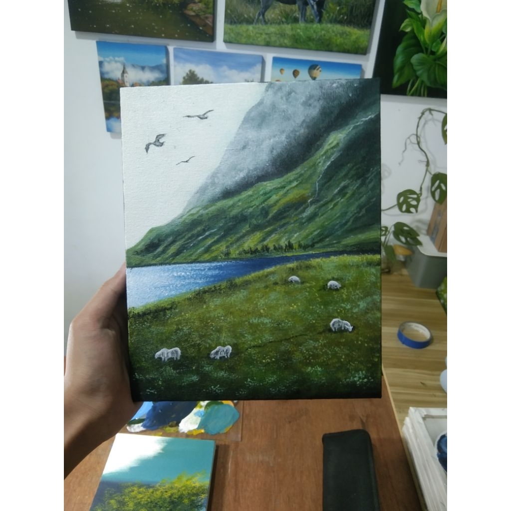 lukisan pemandangan gunung