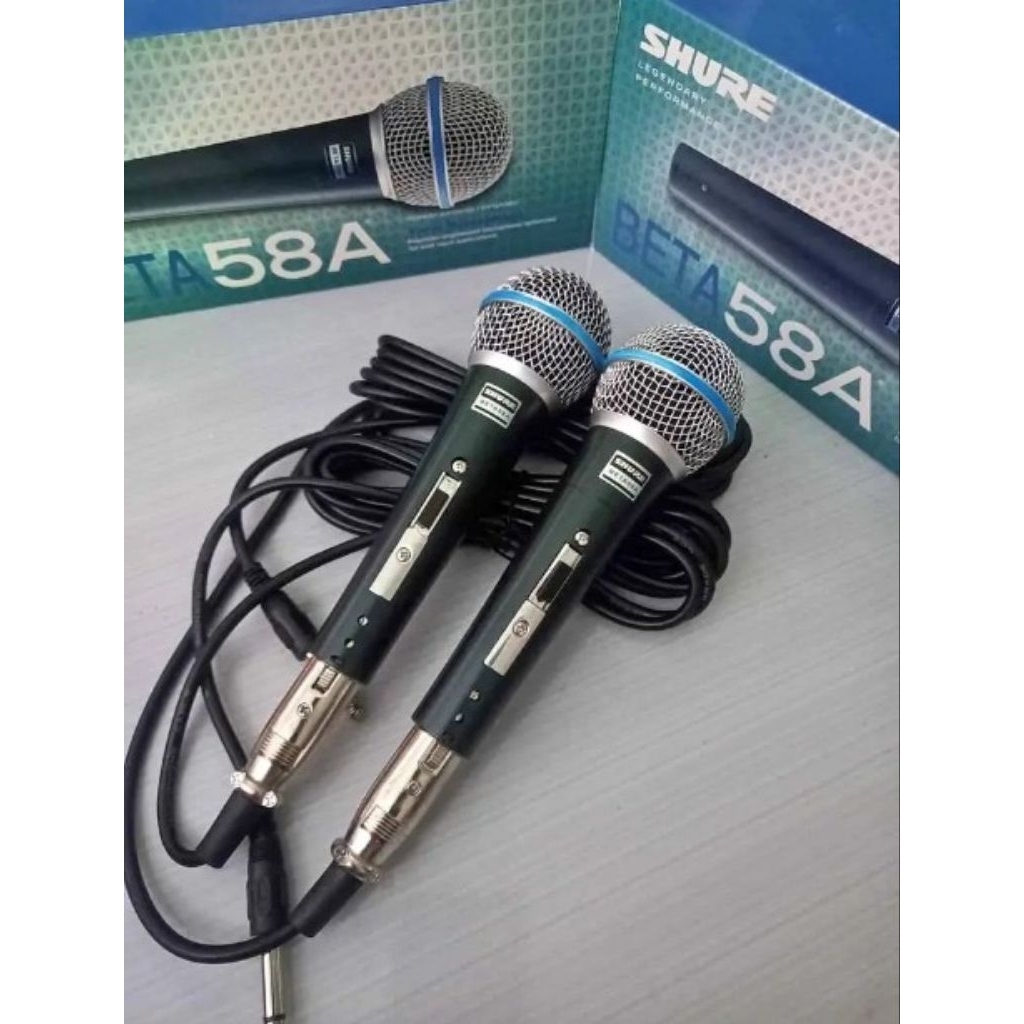 1 PAKET ISI 2 MIC SHURE BETA 58A LENGKAP DENGAN KABEL
