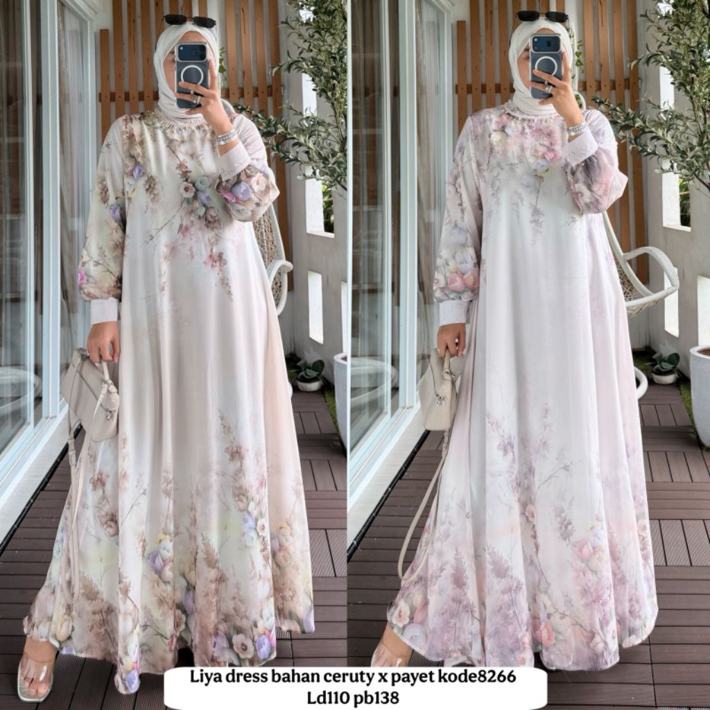AVR Gamis Kode Ceruty Payet Leher Motif Bunga