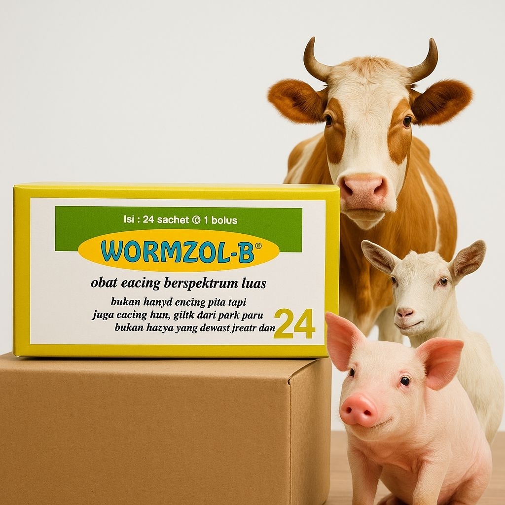 wormzole B ~ 1 bolus isi 24 biji (obat cacing ternak)