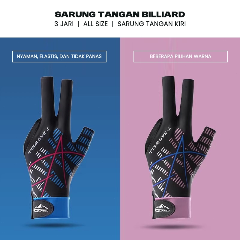 Sarung Tangan Billiard Open Finger Billiard Gloves Original / Sarung Tangan Billiard Model 3 Jari