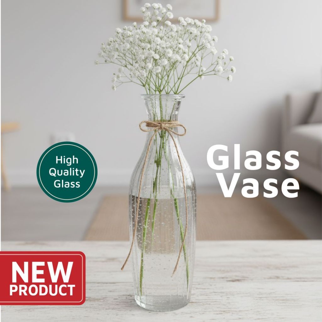 Vas Bunga Aesthetic Kaca Bening Multifungsi / Vas Tali Rami Aesthetic