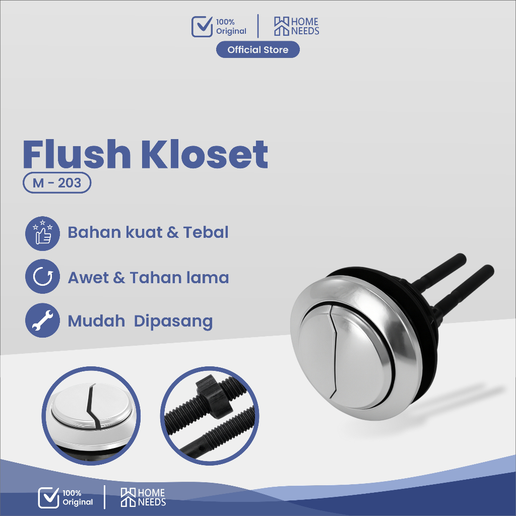 Homeneeds Tombol Pencetan Kloset Toilet Dual Flush Tombol Kloset Duduk 2 Tongkat M-203