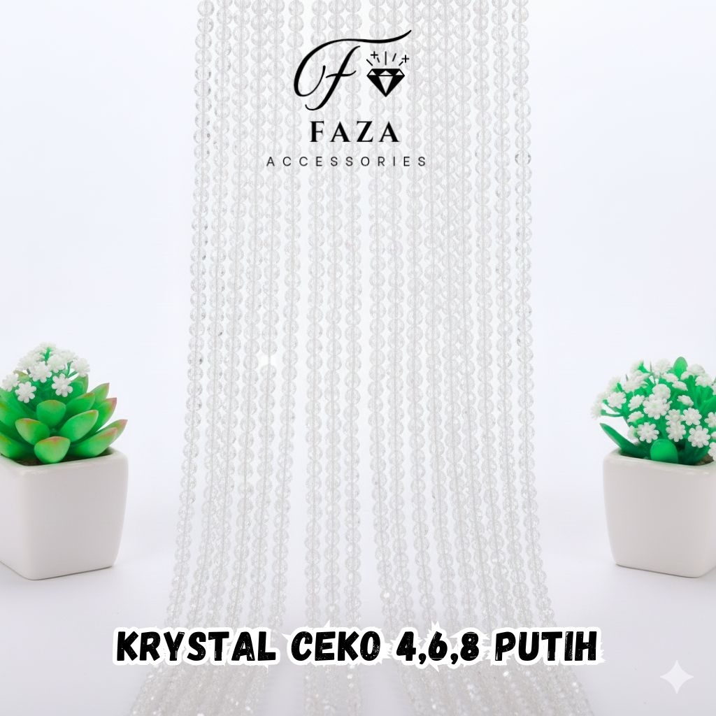 Crystal Ceko Putih Ukuran 4, 6, 8 Ceko Bakpau / Manik Manik / Payet / Bakpau Gepeng / Ceko Putih Ab 
