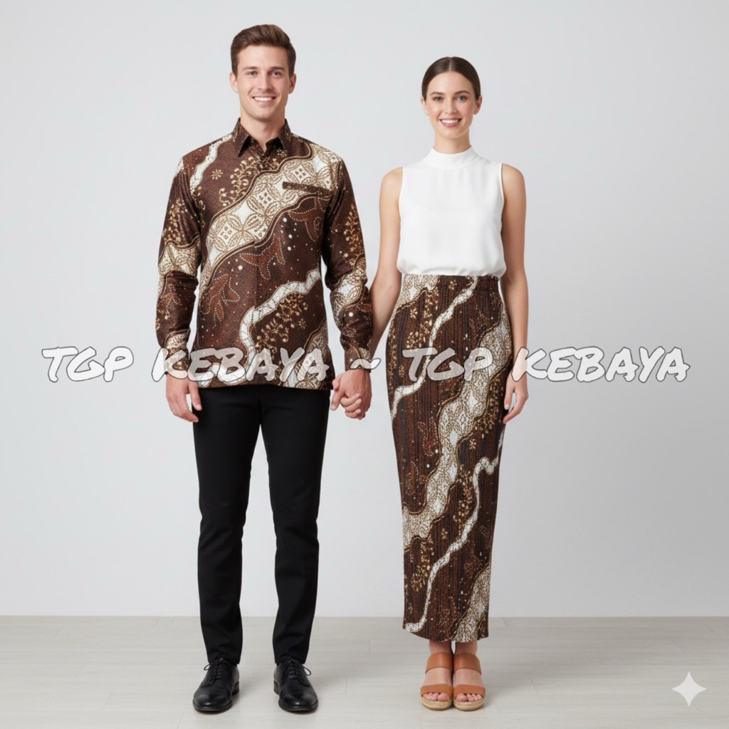 Batik Set Lamaran Baju Batik Couple Kemeja Lengan Panjang Batik Couple Set Rok Plisket Batik Set Lam