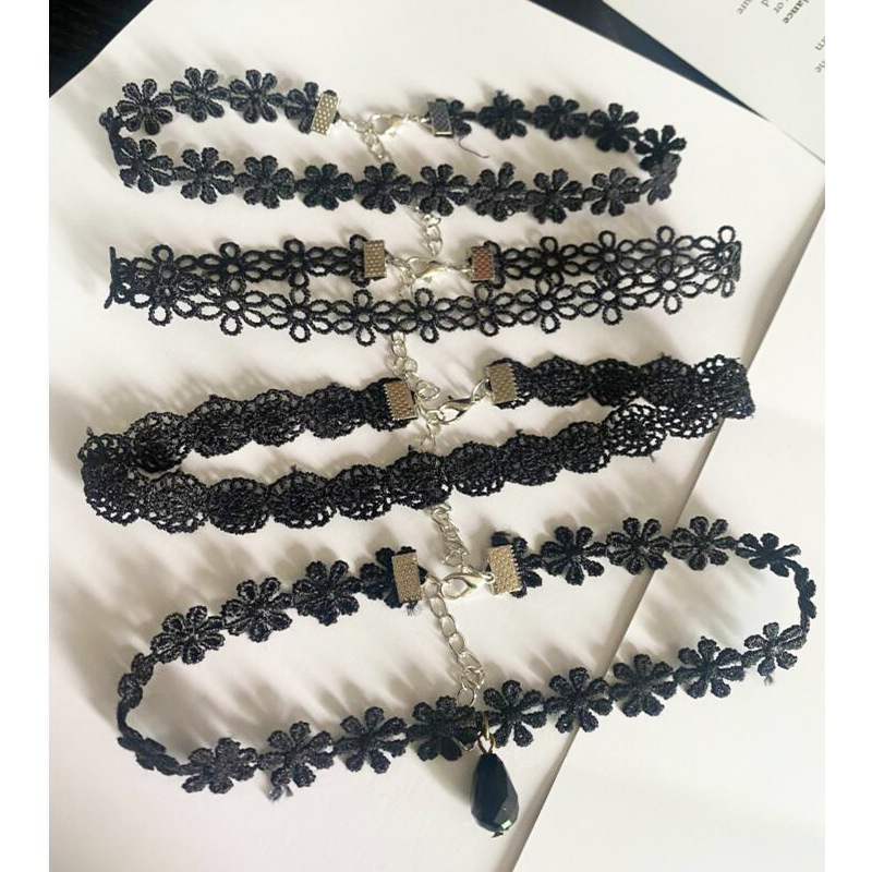 Choker Renda Minimalis Korean Style / Kalung Renda Hitam Wanita