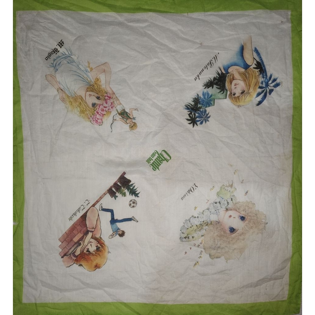 sapu tangan vintage anime uk 40x40cm minus robek kecil