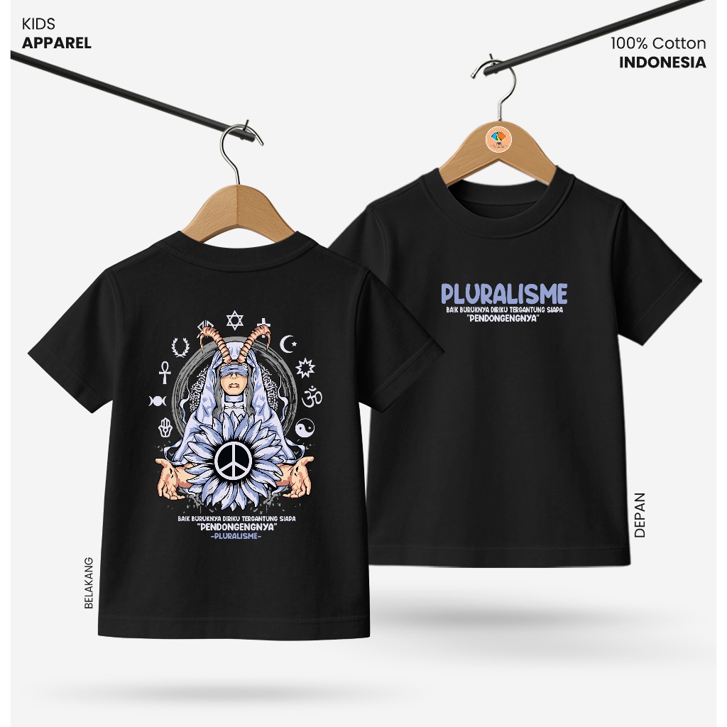 Baju Kaos Distro Anak Laki Laki Depan Belakang Keren Usia 3 - 10 Tahun - Kidswear Motif Pluralisme H