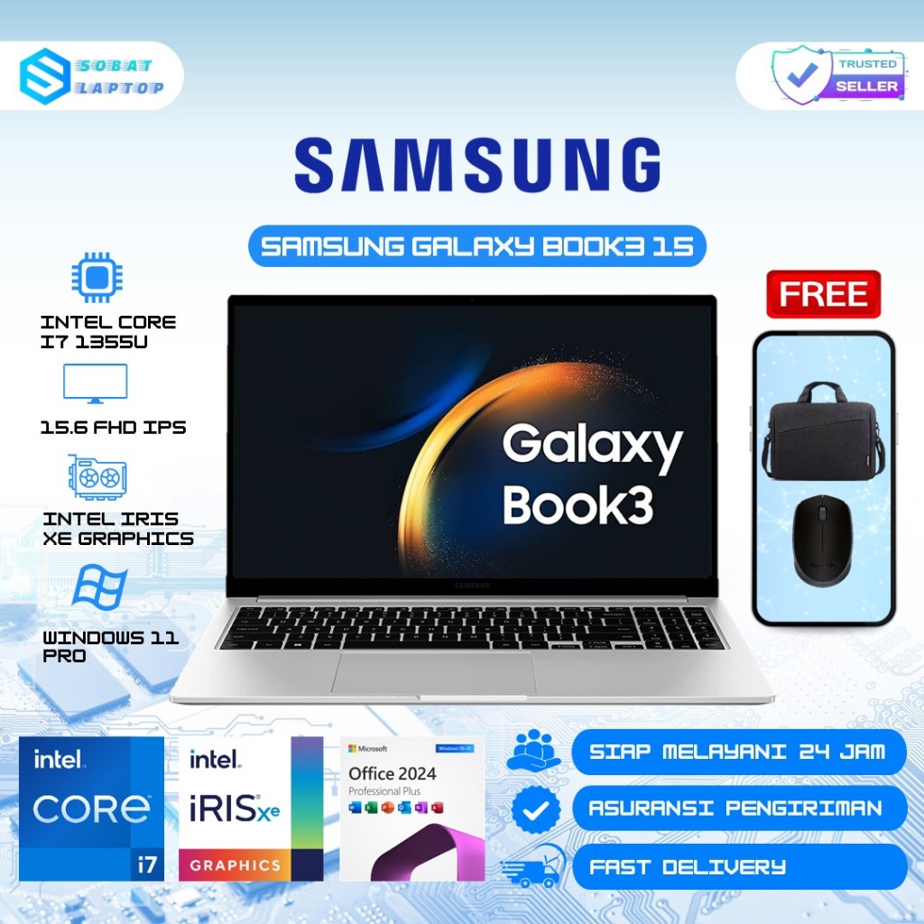 Laptop Samsung Galaxy Book 3 Intel Core i7 1355U 16GB SSD 2TB 15.6 FHD IPS Backlit Fingerprint Win11