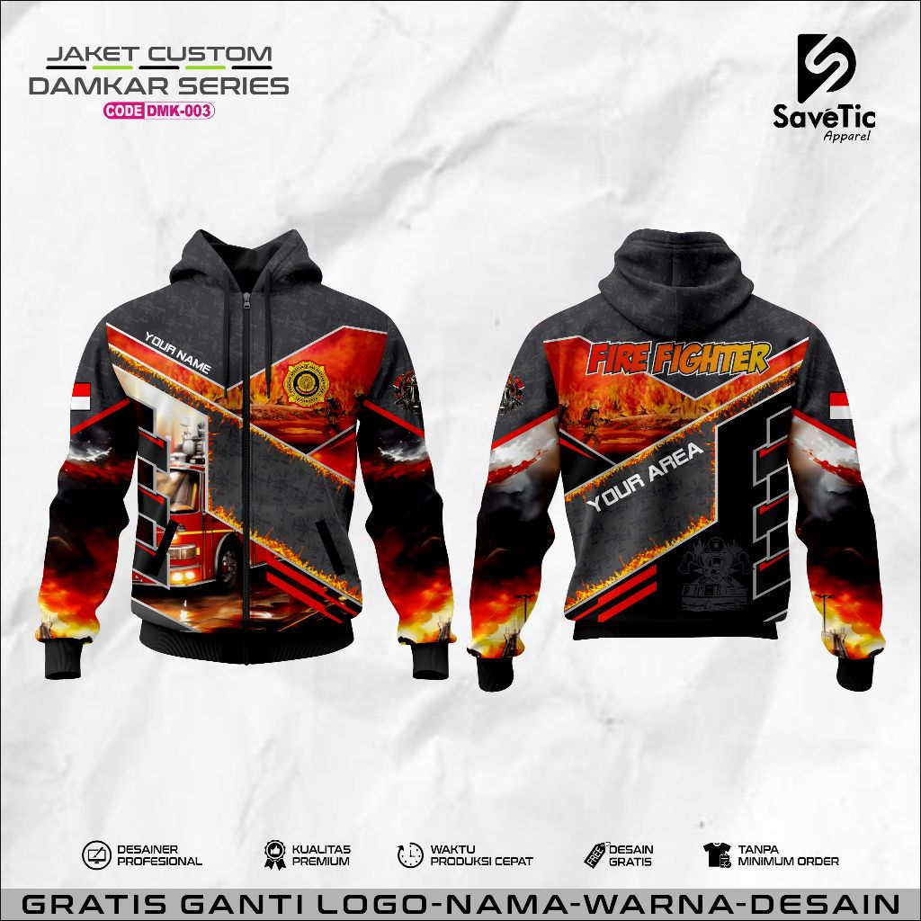 Jaket Damkar Full Printing Sublim/Jaket Custom Damkar/Hoodie/Bomber/Tracktop/Jaket Custom Pemadam Ke