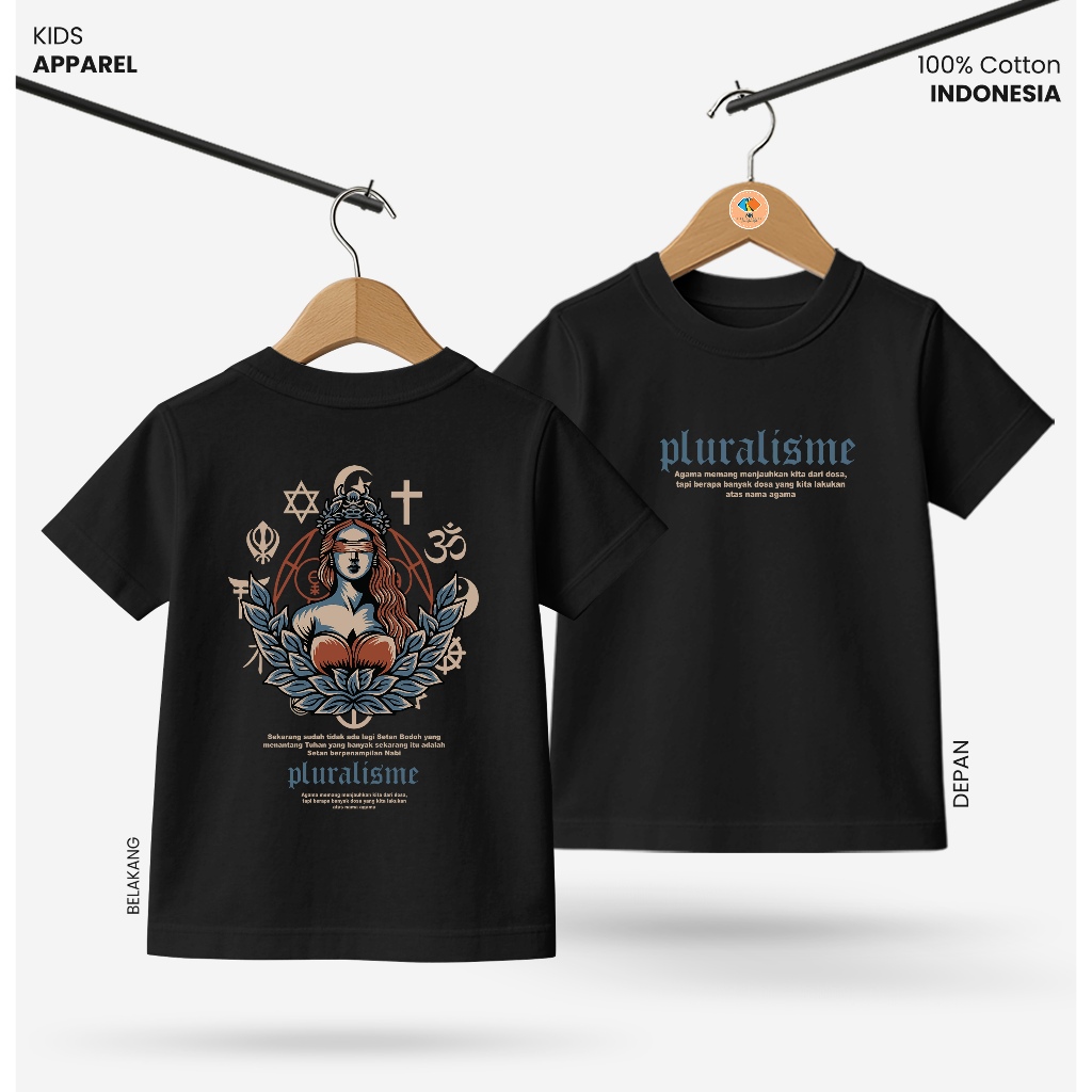 Baju Kaos Distro Anak Laki Laki Depan Belakang Keren Usia 3 - 10 Tahun - Kidswear Motif Pluralisme V