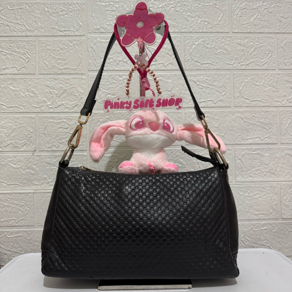 tas shoulder bag kulit asli. tas ketek kulit asli. tas prelop. hitam