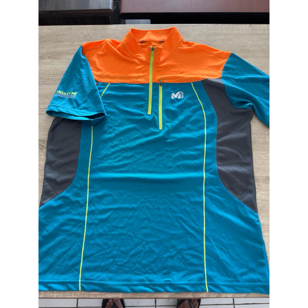 Kaos Millet Outdoor Baselayer Oranye Blue Kaos Gunung Outdoor Trekking Adem Lembut Versi Original #b