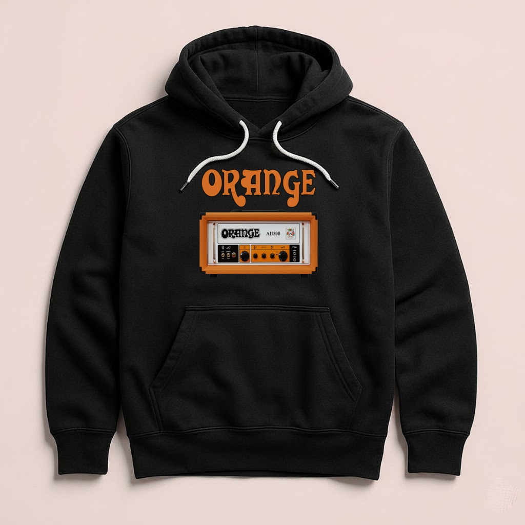 Hoodie Orange Music Amplification Sweater Fleece Hoodie Black Hitam Cloth