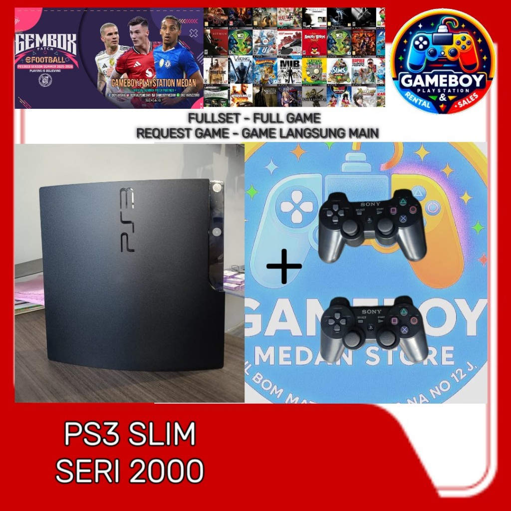 PS3 Slim Seri 2000 Fullset | HDD 160/250/500GB | Siap Main Game | Mulus & Normal
