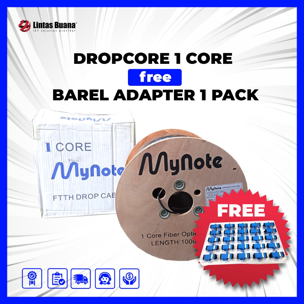 Kabel Dropcore 1 core 3 seling 1000 meter 0,9mm Drop core 1core G657A1 1km FTTH MyNote