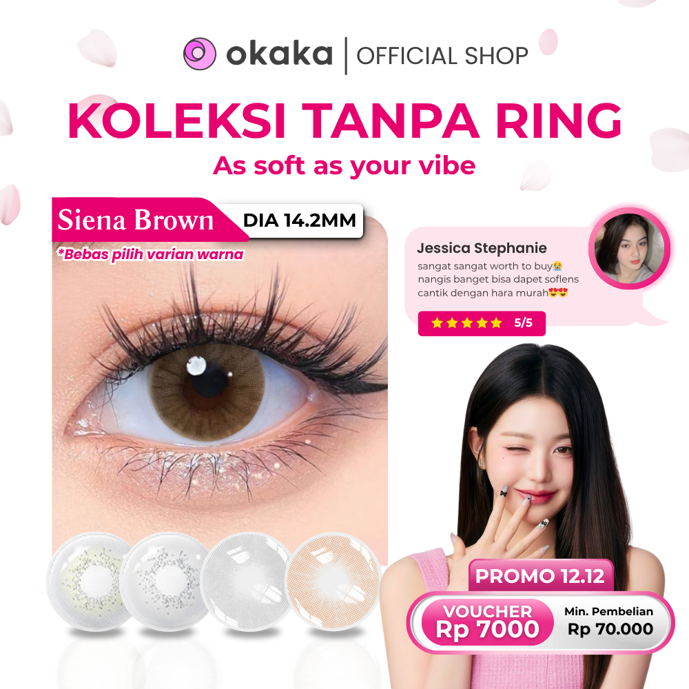OKAKA Softlens Lensa Mata no Ring Series Normal Diameter 14.2 MM Paket Kontak Brown grey nature Soft
