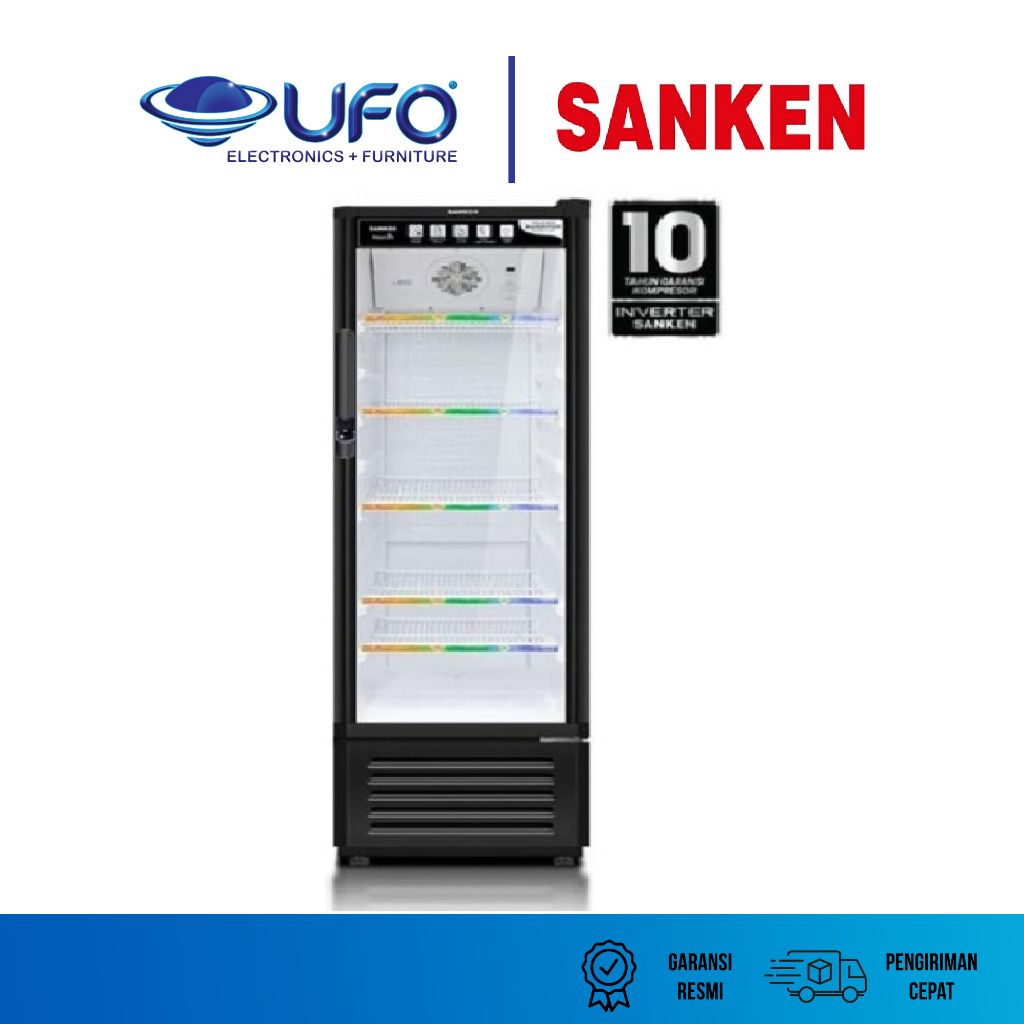 Sanken Showcase 270 Liter Multi Shelf 5 Rak INVERTER SRS288VBK