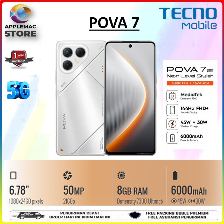 HANDPHONE TECNO POVA 7 5G 8GB 128GB