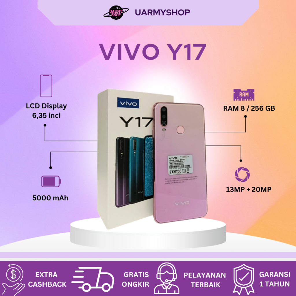 HP Vivo Y17 RAM 8/256 GB Garansi toko 1 Tahun