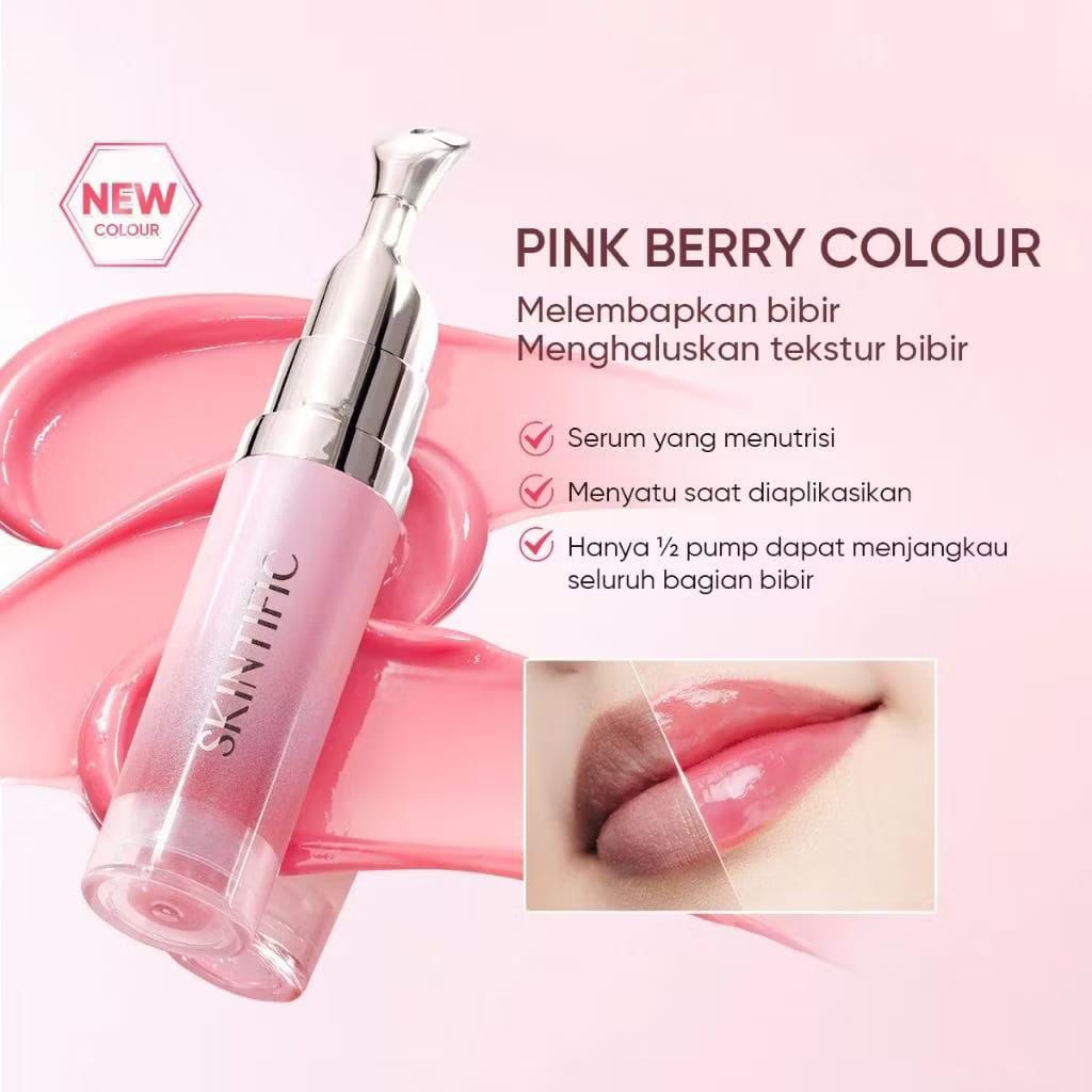 skintifik lipstik serum warna pink berry