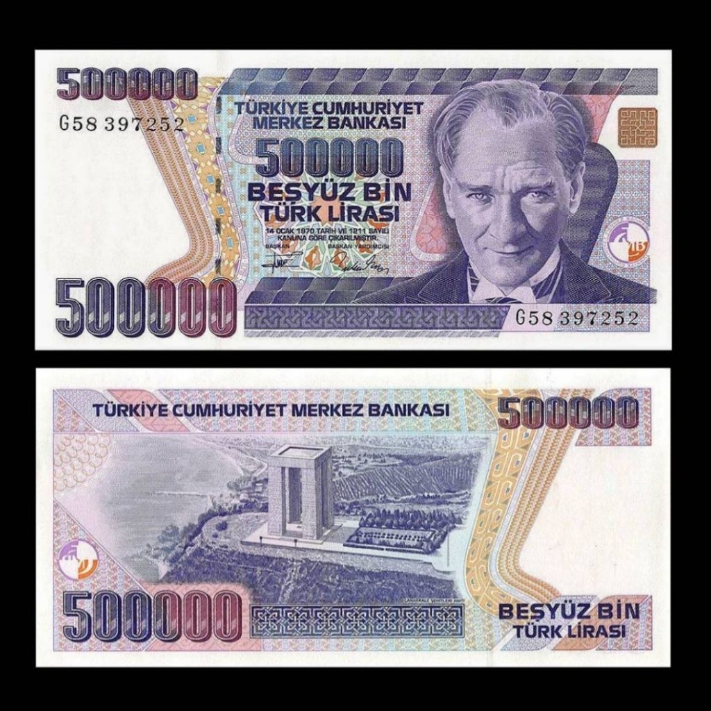 UANG TURKI TURKEY 500000 LIRASI 1970/97 UNC GRES MUSTAFA KEMAL ATATURK