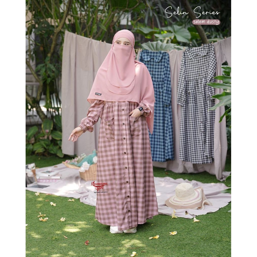 Selin home dress by Khumaira syar'i | Daily Gamis kotak-kotak katun premium