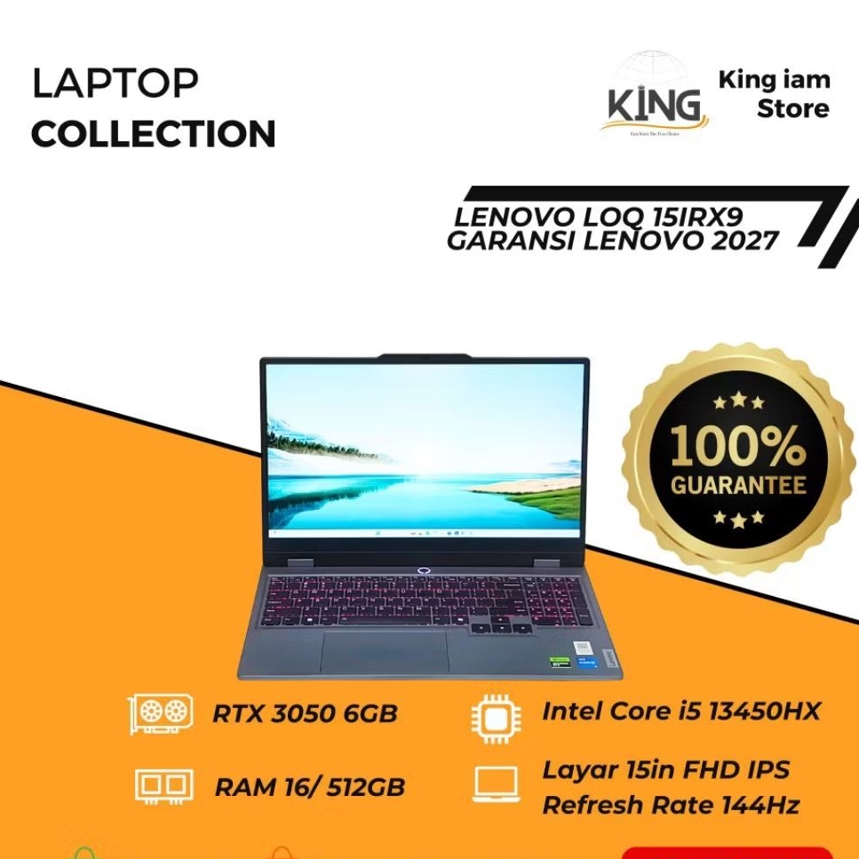 Laptop Gaming Lenovo LOQ 15IRX9 i5 13450HX RTX 3050 RAM 32GB 512GB