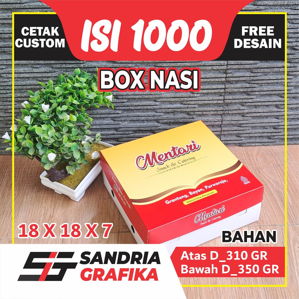 BOX NASI KOTAK 18 X 18 X 7 / DUS 18X18X7 PISAH