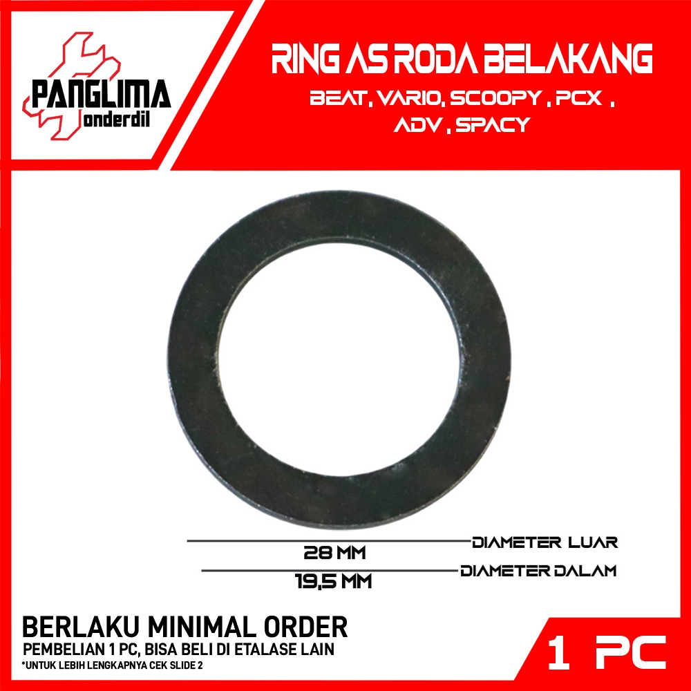 Panglima Onderdil Ring As Roda Belakang Honda Matic Beat POP Street & Vario 110 125 150 160 & Scoopy