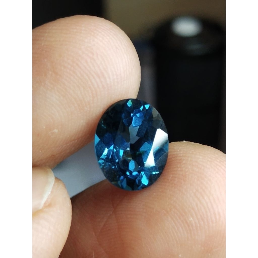 Natural London Blue Topaz Memo 10 x 8 x 5.8 mm 3.44 Ct Super Perfect Biru Elektrik Oval Cutting Acc 