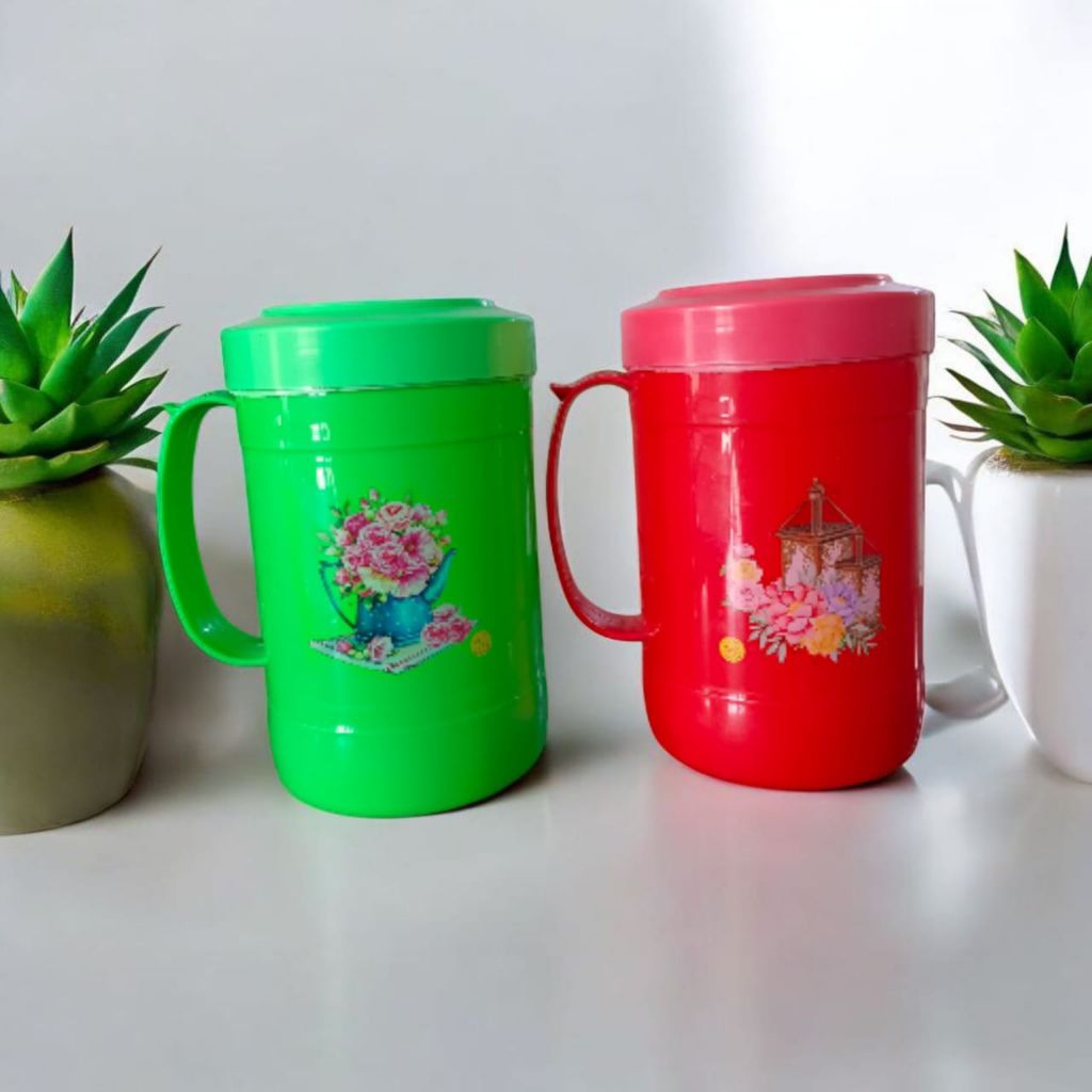 Gelas Tutup / Mug Teko Air Minum Tutup Plastik Excelso / Mug Tutup Plastik Cantik