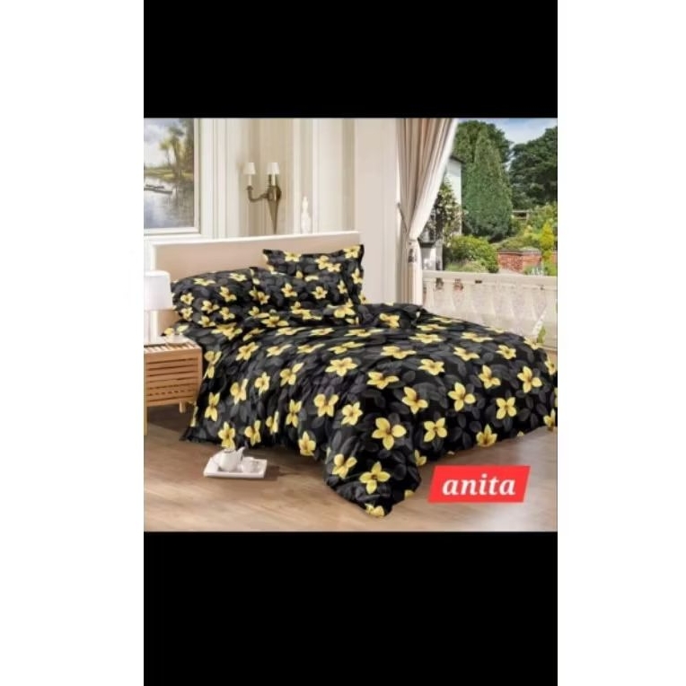 sprei hitam bunga emas