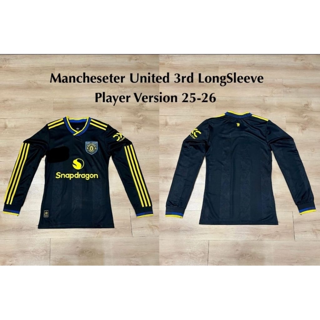 Jersey Kaos Baju Bola MU Man Mancester Manchester Utd United Home Away 3rd Third Hitam Black Longsle