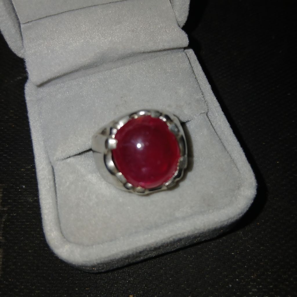 Natural Ruby Corundum - Pigeon Blood, Silver Ring
