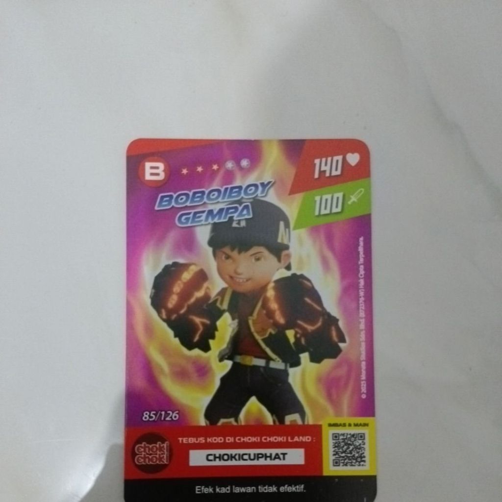 kartu boboiboy gempa