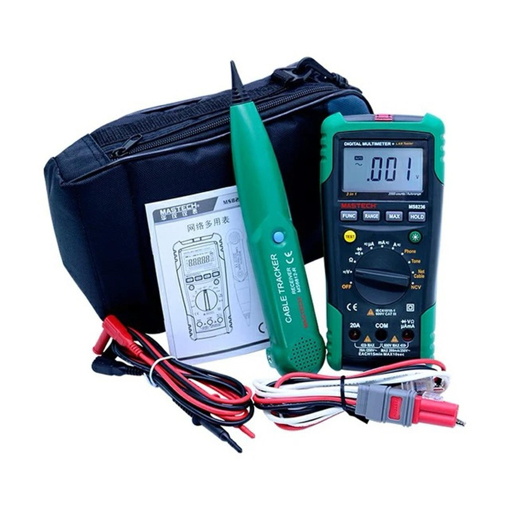 Multimeter MASTECH MS8236 with Cable LAN Tracker Wire Digital Network